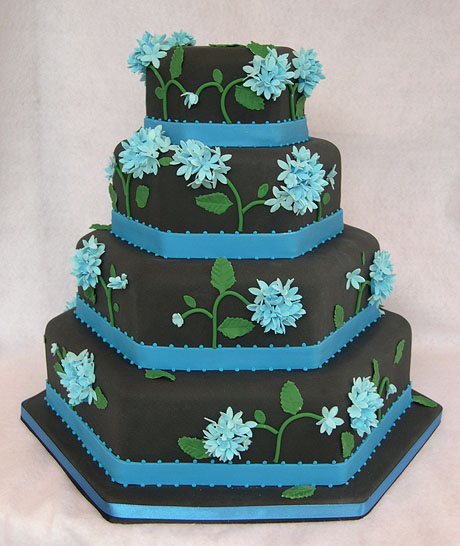 Blue and Black Wedding Cake