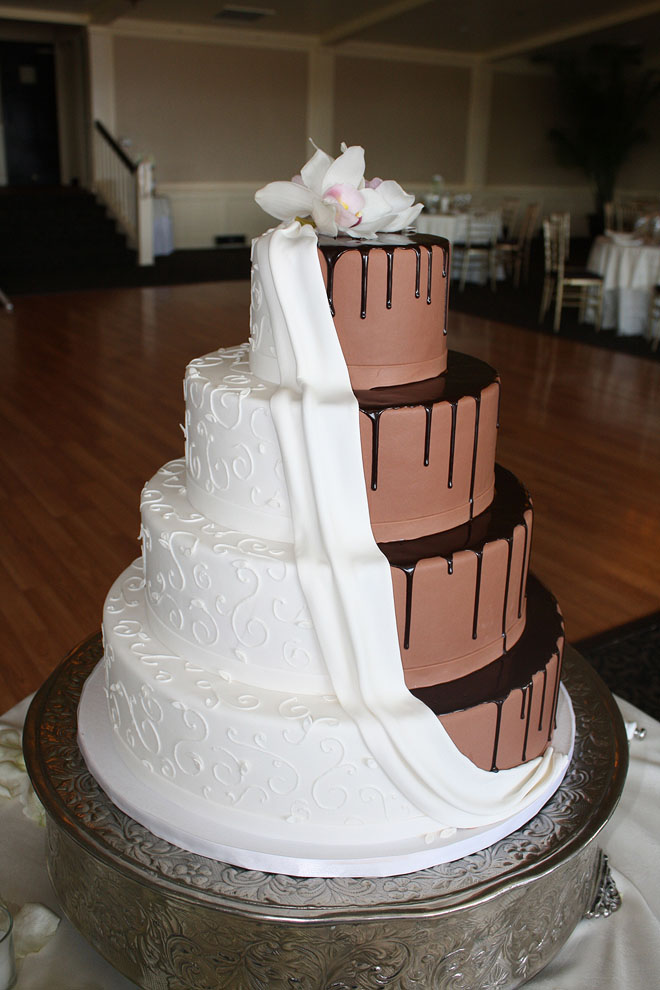 Dramatic Draped Chocolate Wedding Cake
