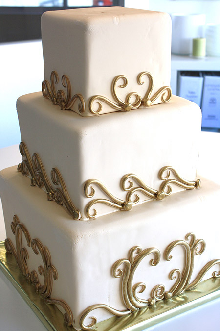 Wedding Cake With Golden Filigree