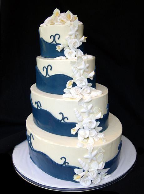 Wedding Cake with Navy Accents