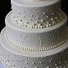 Wedding Cake with Pearls and Swirls