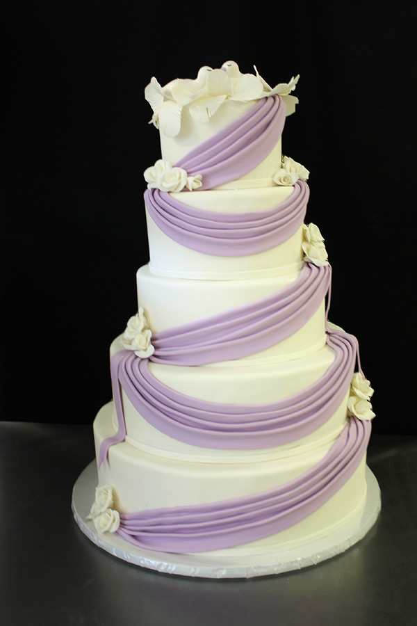 Wedding Cake with Lavender Swags