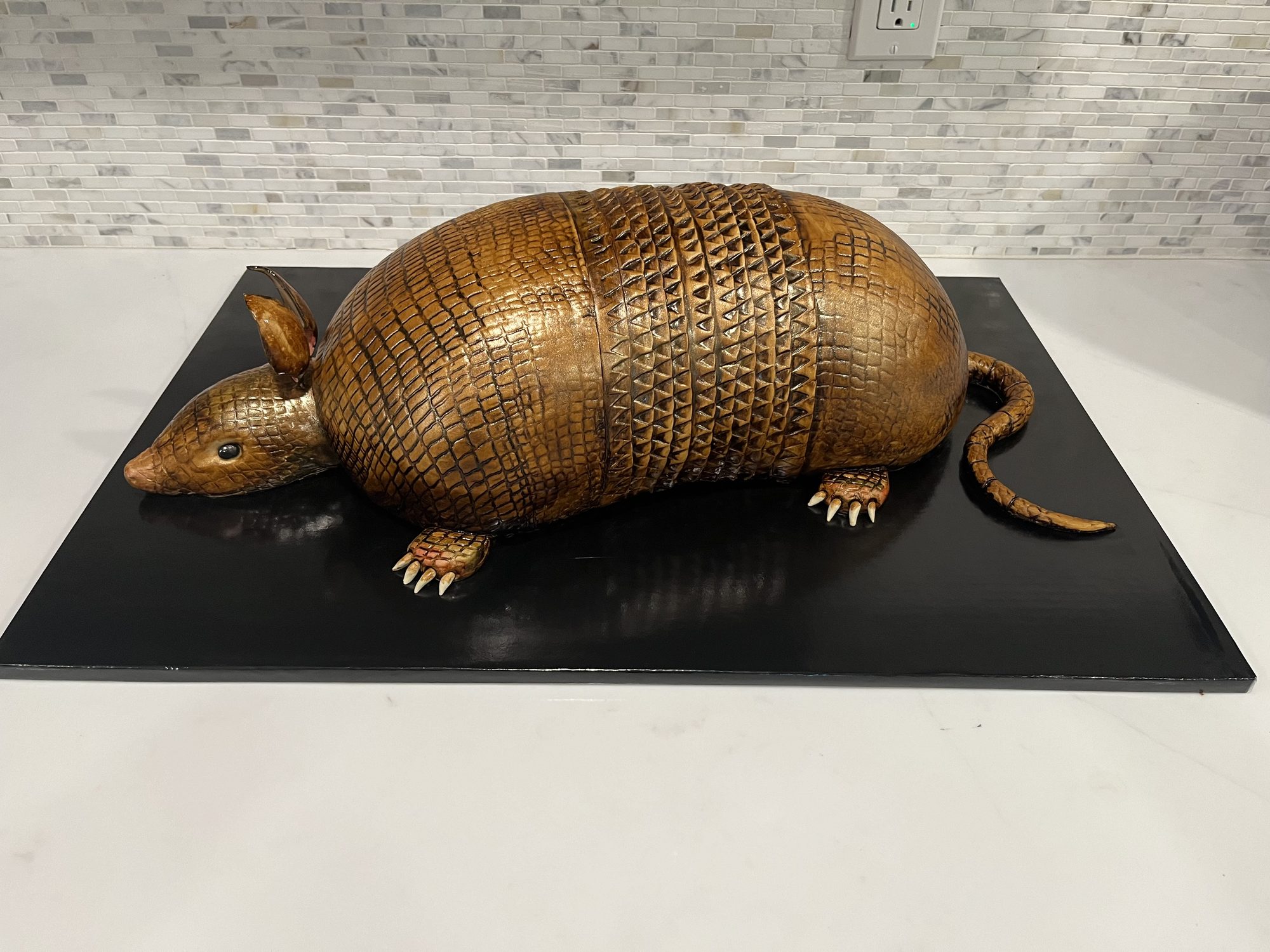 Sculpted armadillo cake