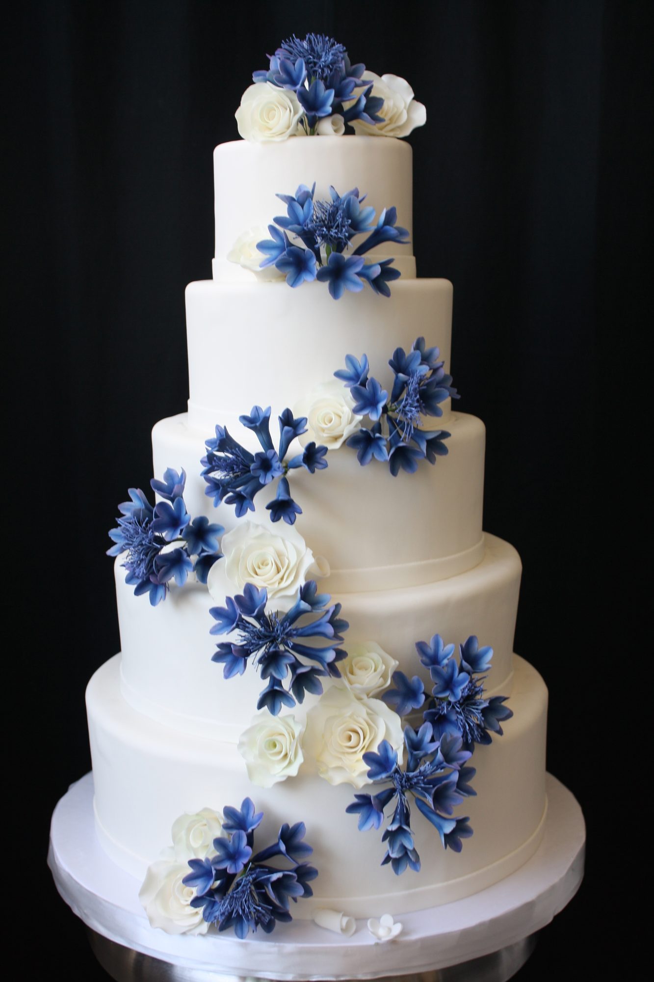 Wedding cake with sugar cornflowers