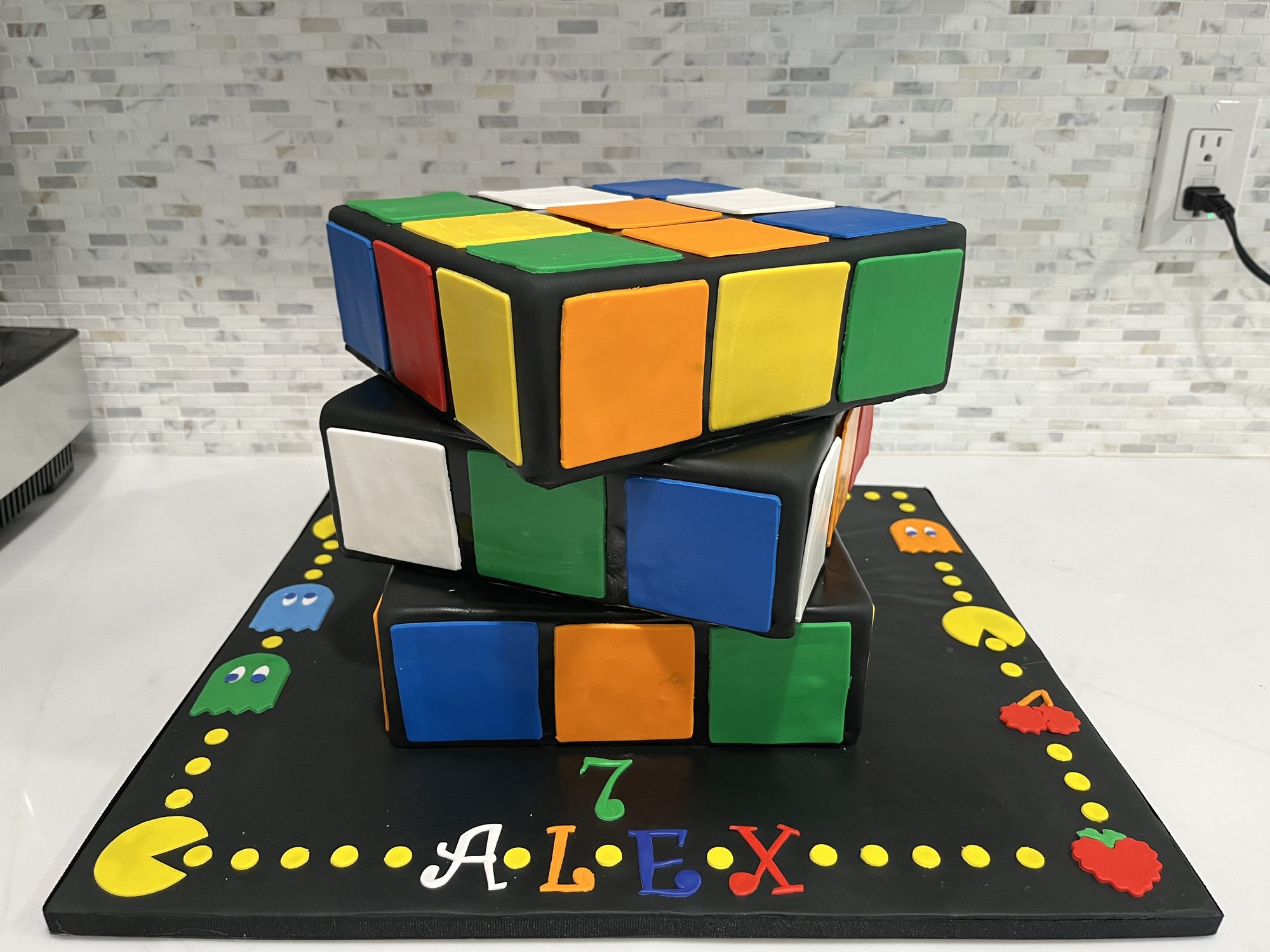 Stacked Rubik's Cube cake